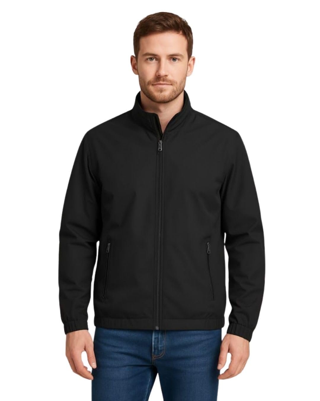 Men’s Lightweight Windcheater Zipper Jacket – Gym, Rider Winter Jacket for Men – Thin Wind Sheeter Zip-up Sports Jacket for Man (IN, Alpha, XS, Regular, BLACK)