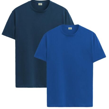 T Shirts Pack of 2 Mens Tshirts Cotton T Shirts for Men Tshirt T-Shirts Combo T Shirts Tshirts for Men Plain Solid Tshirts Teal Royal Blue Tshirt for Men RCM2-PLN-SB-RB