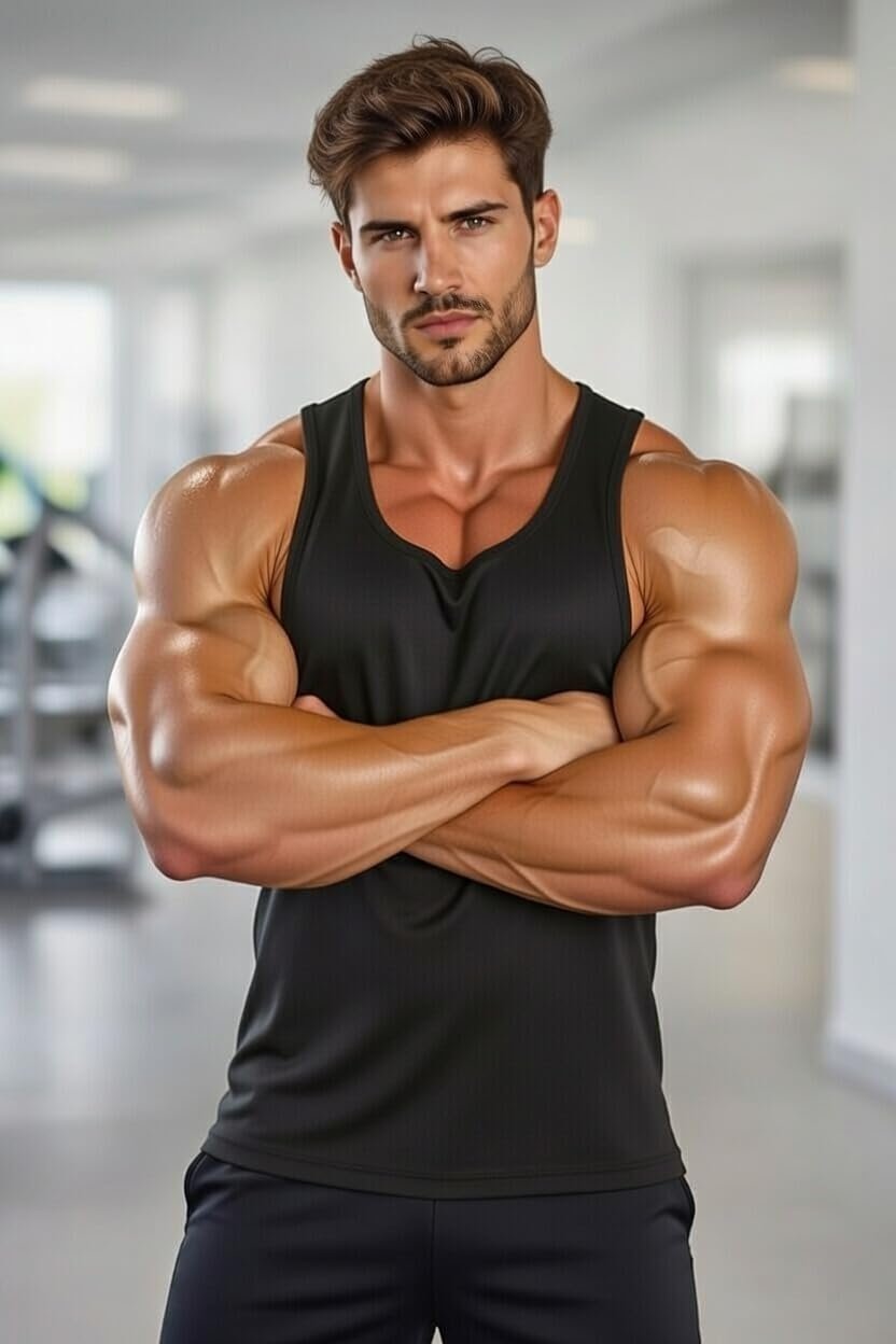 Men's Gym Stringer Tank Top for Bodybuilding | Workout Vest for Muscle Training, Sleeveles (in, Alpha, Black) - Image 5