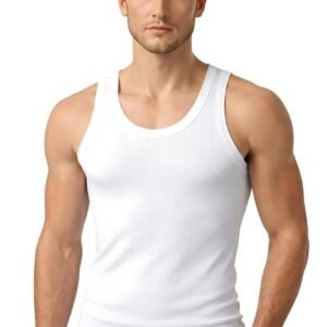 Men's White Cotton Sleeveless Vest, Classic Tank Top Undershirt (in, Alpha, Regular)