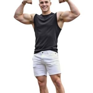 Mens Polyester Gym Vest Regular Fit Sleeveless Tank Top Workout Running Training Sando Undershirt Athletic Wear Round Neck Lightweight Quick Dry Summer Activewear (in, Alpha, Black)