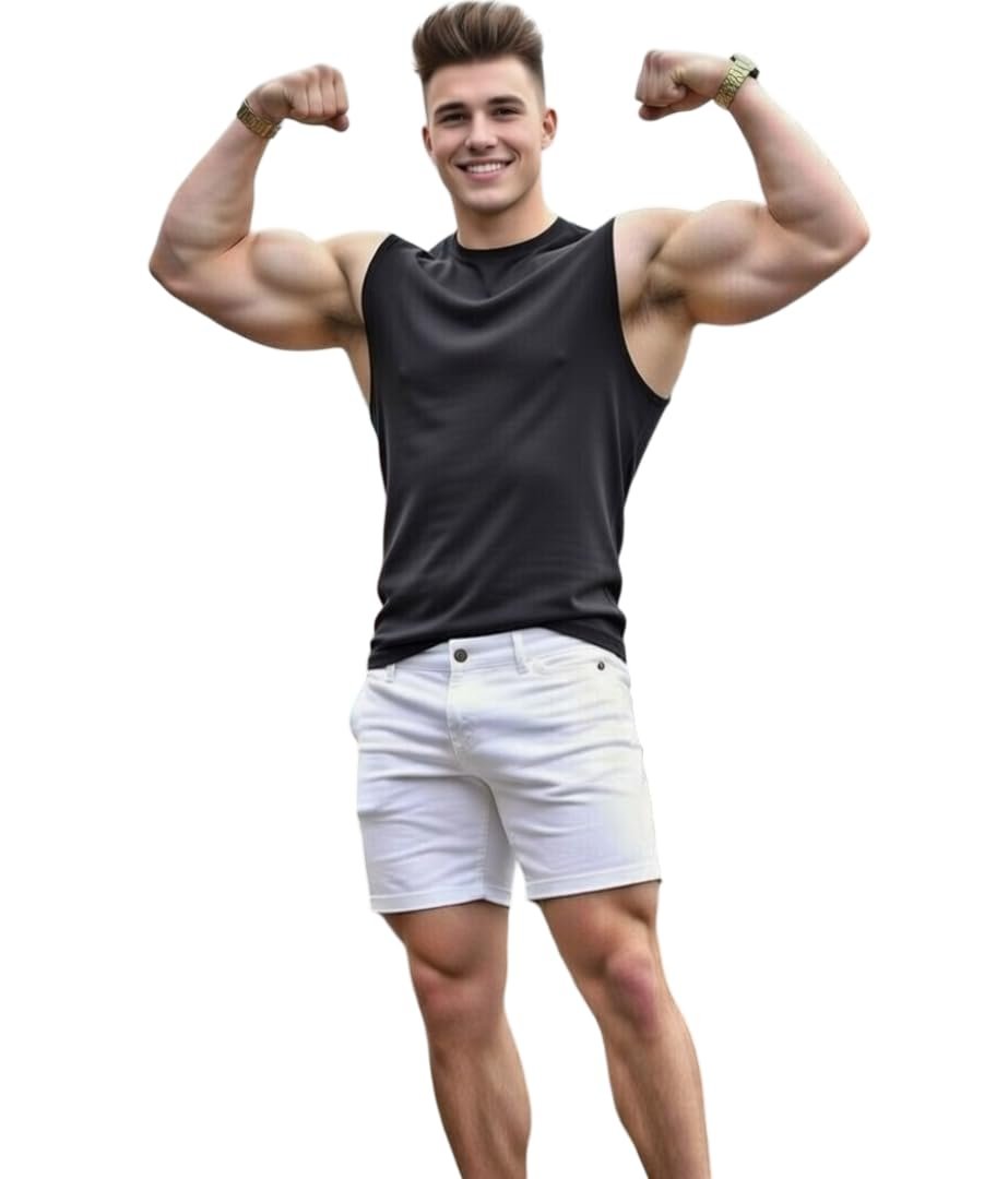 Mens Polyester Gym Vest Regular Fit Sleeveless Tank Top Workout Running Training Sando Undershirt Athletic Wear Round Neck Lightweight Quick Dry Summer Activewear (in, Alpha, Black)