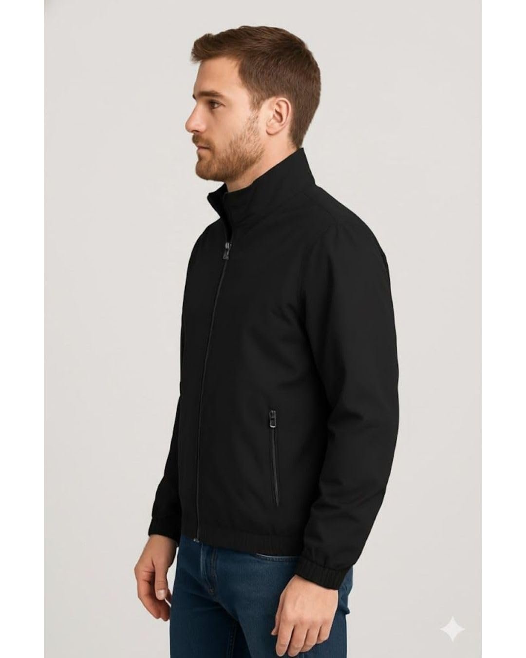 Men’s Lightweight Windcheater Zipper Jacket – Gym, Rider Winter Jacket for Men – Thin Wind Sheeter Zip-up Sports Jacket for Man (IN, Alpha, XS, Regular, BLACK) - Image 3
