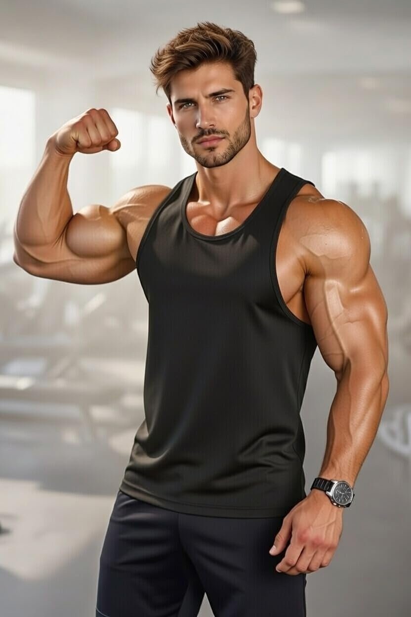 Men's Gym Stringer Tank Top for Bodybuilding | Workout Vest for Muscle Training, Sleeveles (in, Alpha, Black) - Image 4