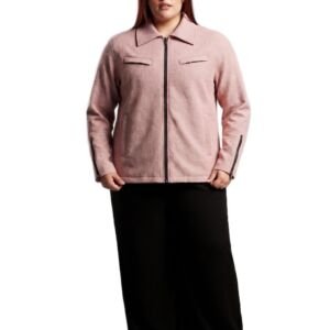Women’s Casual Zip Front Jacket, Blush Pink Collared Lightweight Outerwear for Fall