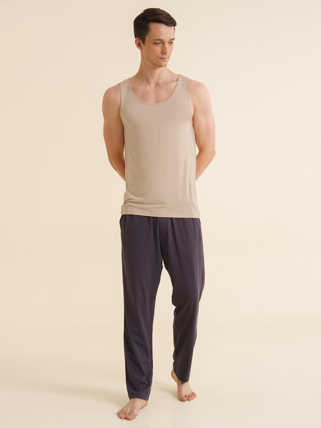 Neo-Skin Round Neck Anti-Bacterial Bamboo Vest-Shifting Sand - Image 4
