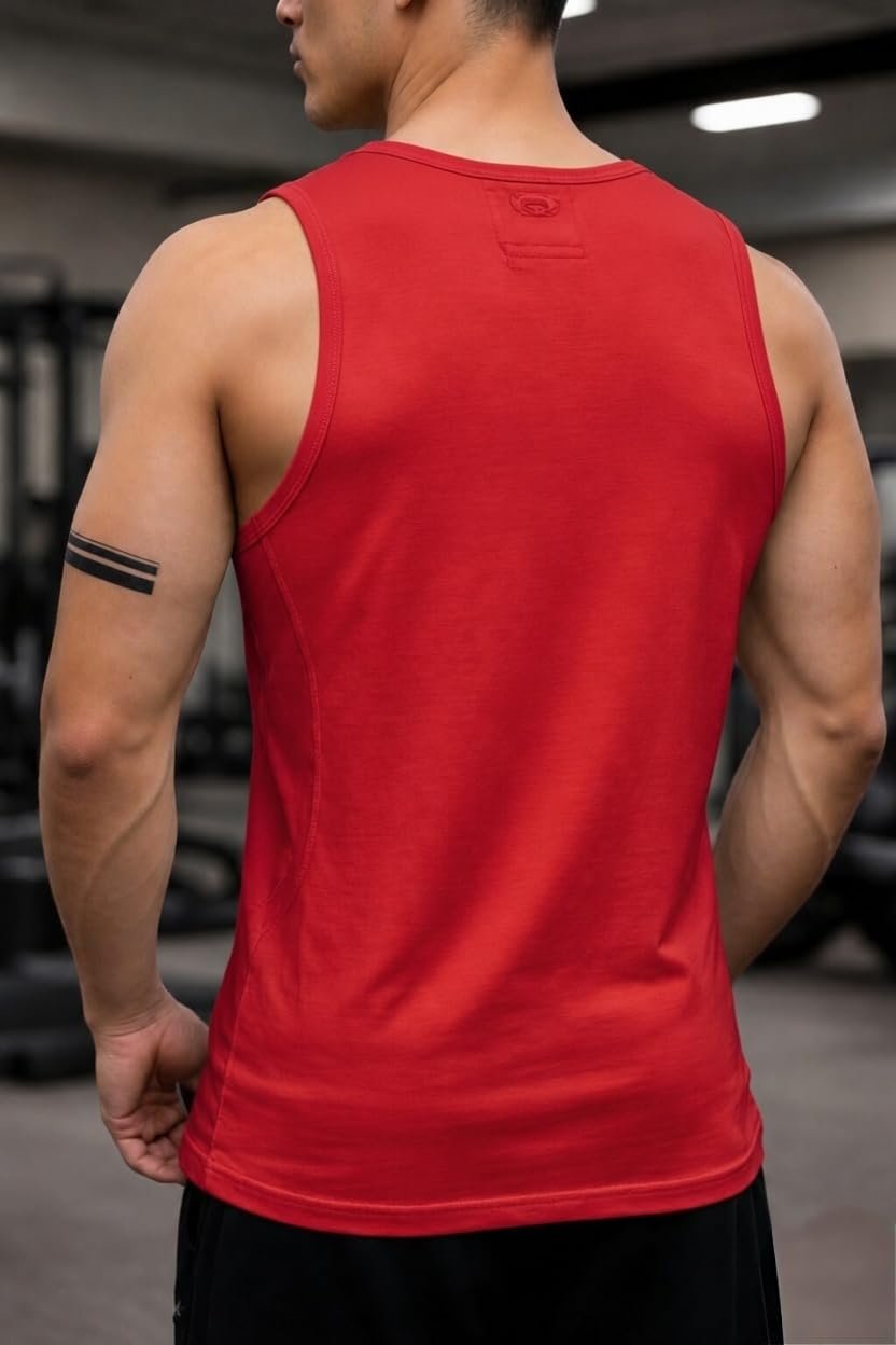 Vest for Men || Gym Sports Tshirt || Summer wear Regular T-Shirt for Men (in, Alpha, red) - Image 2