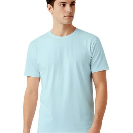Light Blue 100% PIMA Cotton T Shirt for Men | Premium Mens Tshirt Regular Fit | Half Sleeve Round Neck Cotton T Shirts for Men | Breathable Mens Tees for Indian Climate