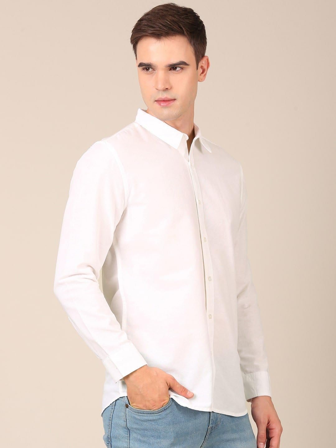 Men's Shirt | Regular Fit Cotton Fabric | Full Sleeve Shirt with Classic Collar | Stylish Formal, Office, Casual & Perfect for Everyday Use - White (Size) - Image 2