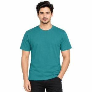 Men's Solid Round Neck Half Sleeve T-Shirt, Regular Fit Casual Wear Top(Green)