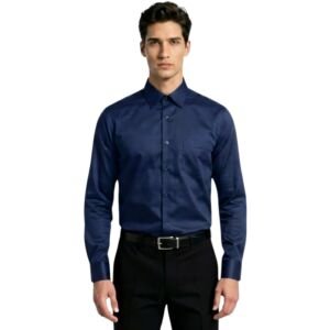 Giza Cotton Shirt for Men | Premium Soft & Breathable Comfortable Cotton Fabric | Classic Button-Down Formal & Casual Wear Shirt | Daily Office Shirts for Mens (in, Numeric, 40, Navy)