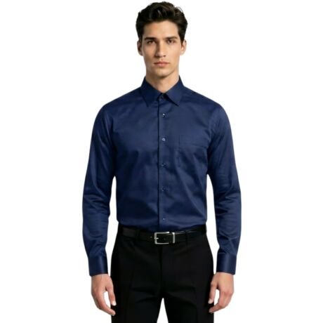 Giza Cotton Shirt for Men | Premium Soft & Breathable Comfortable Cotton Fabric | Classic Button-Down Formal & Casual Wear Shirt | Daily Office Shirts for Mens (in, Numeric, 40, Navy)