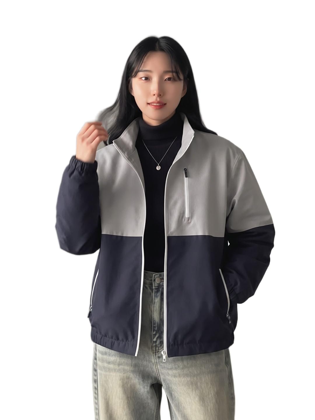 Women’s Stand Collar Full Zip Windbreaker Jacket