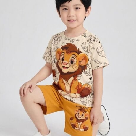 M.C Kids Dress for Boys | Cotton Half Sleeve Animal Printed T-shirt and Shorts Combo | Stylish Summer Wear Baby Boy Dress | Lightweight, Kids Dress Set (6-9 month)