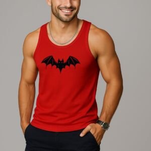 Earth Star Men's Cotton Tank Top Collection, Sleeveless Gym Vest in Yellow, Red, Turquoise, Graphic Print Design for Workout, Beach, Casual Wear (in, Alpha, Regular, Red)