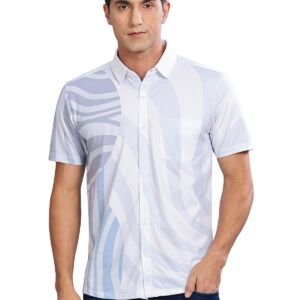 Men Cotton Trendy Regular Fit Printed Half Sleeve Shirt White2 Small
