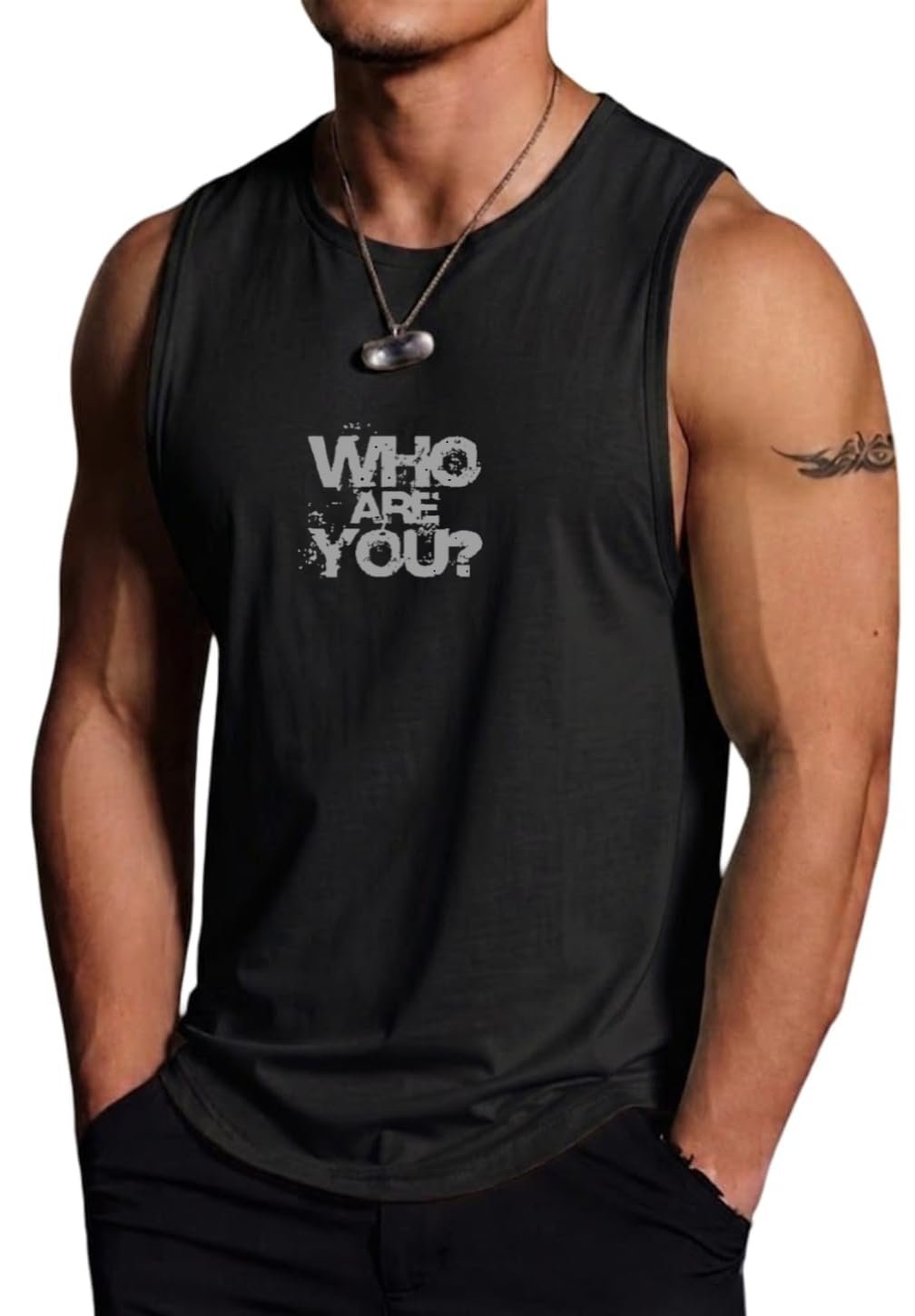 Men's 100% Polyster Sleeveless Round Neck Regular Fit Vest | Baniyan for Men | Vest for Men (in, Alpha, 11 Black)