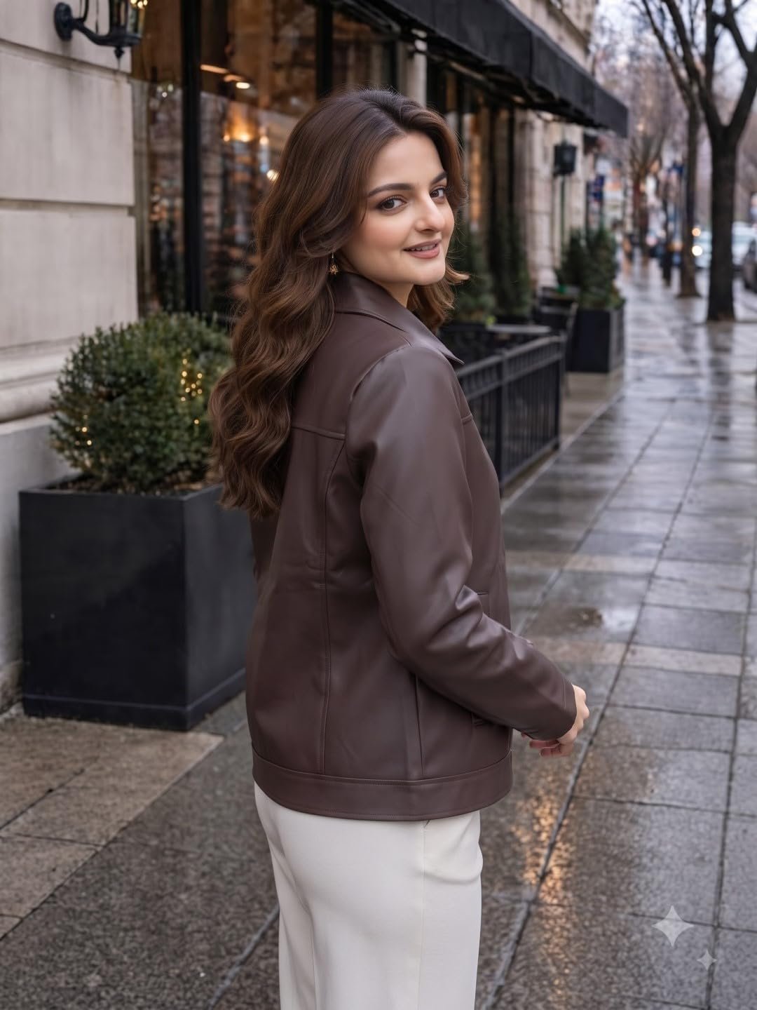 Women's Long Brown Trench Jacket – Waterproof Double-Breasted Overcoat - Image 4