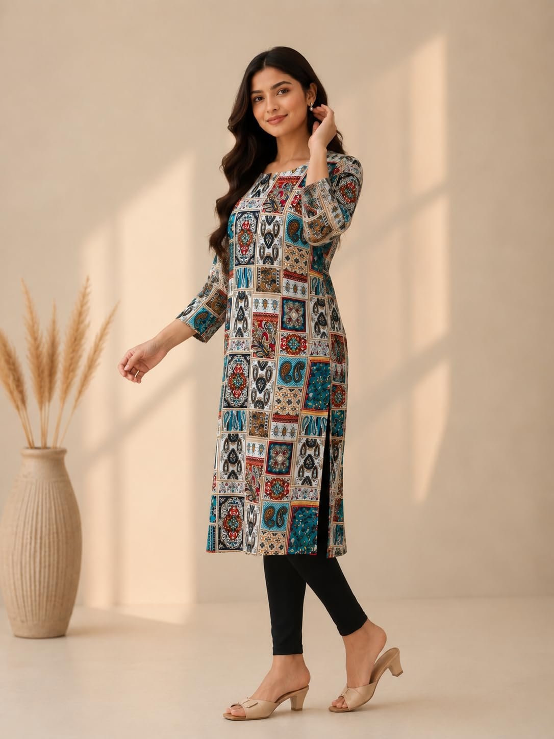 Women's Printed Long Kurti Combo Set of 2, Cotton Kurti Multicolour - Image 7