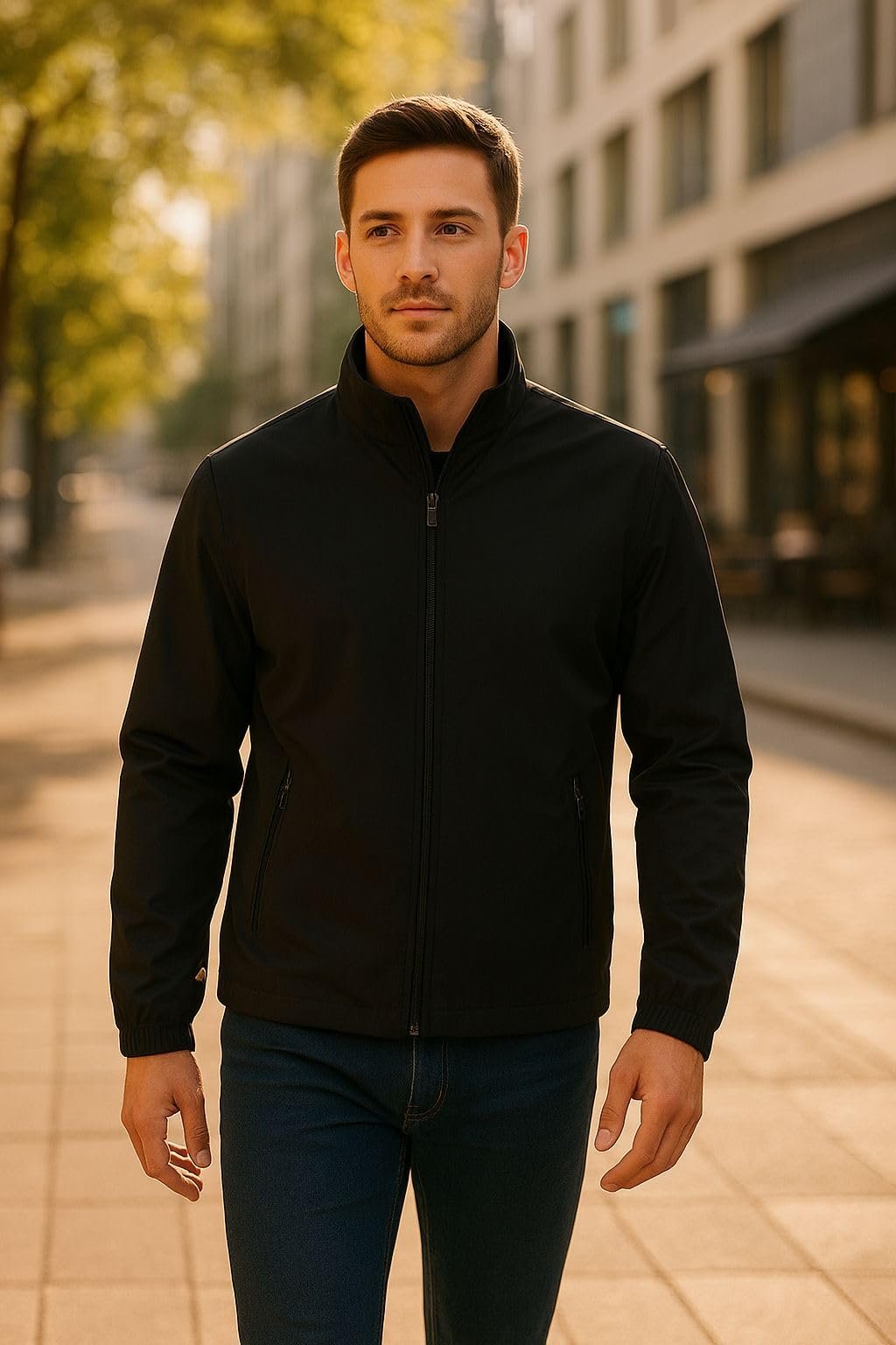 Men’s Lightweight Windcheater Zipper Jacket – Gym, Rider Winter Jacket for Men – Thin Wind Sheeter Zip-up Sports Jacket for Man (IN, Alpha, XS, Regular, BLACK) - Image 5