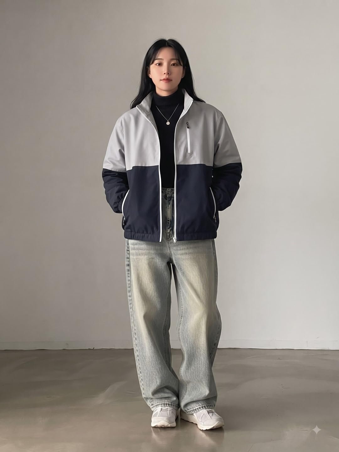 Women’s Stand Collar Full Zip Windbreaker Jacket - Image 4