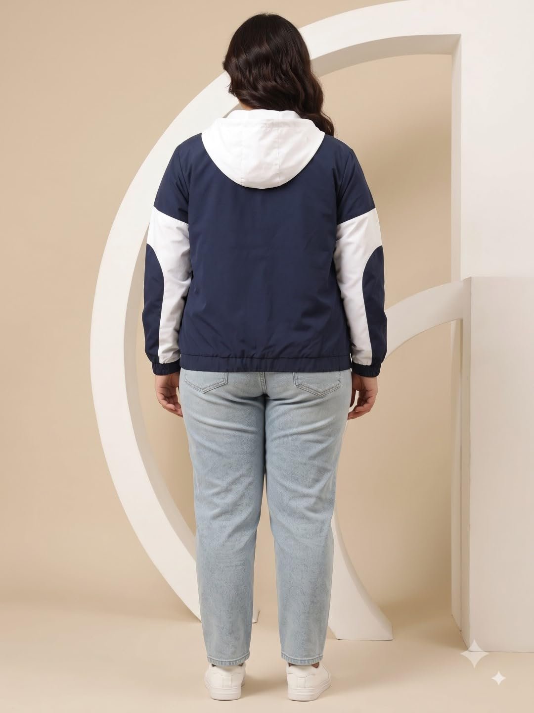 Women’s Casual Two Tone Zip Up Windbreaker Jacket - Image 2