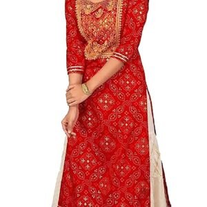 Generic Women Rayon Kurta Palazzos Set(KURTI-RD-XXL_Red_2XL)