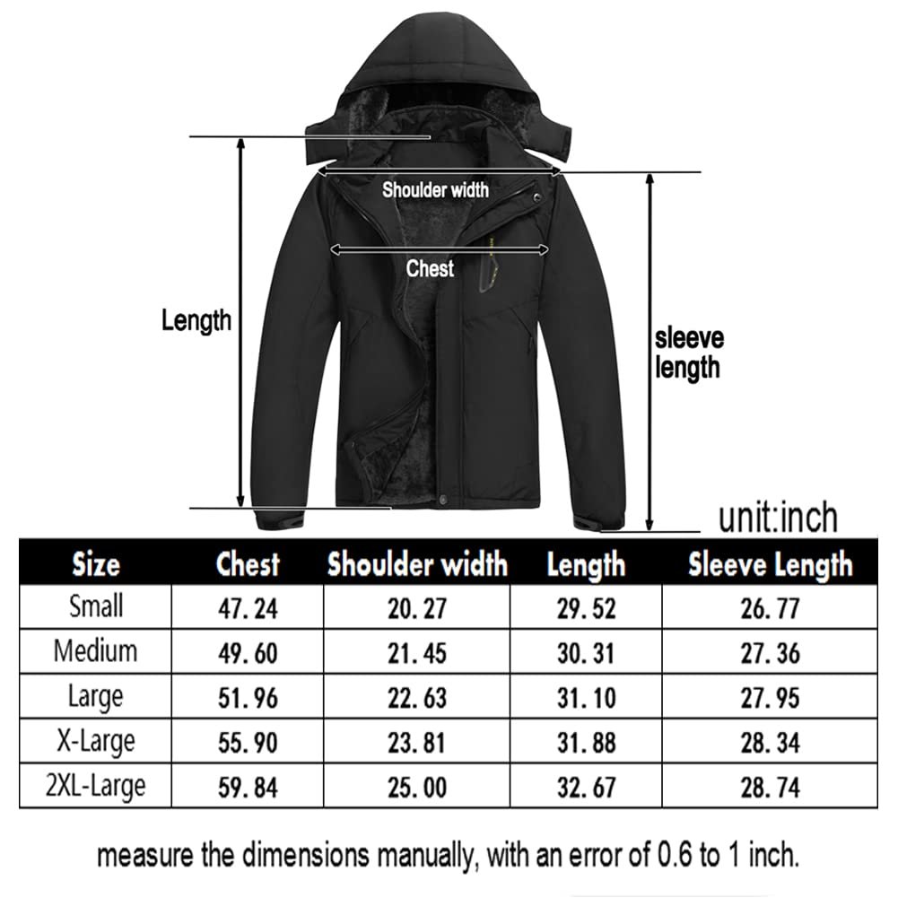 Men's Mountain Waterproof Ski Jacket Winter Windbreaker Warm Hooded Snowboarding Raincoat Jackets, Black, Medium - Image 6