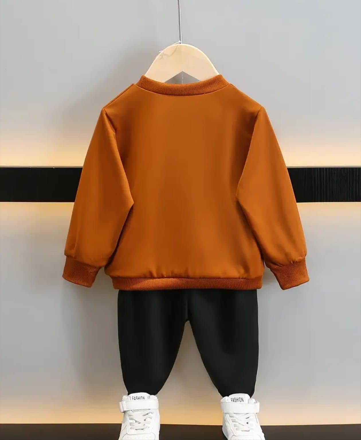 Indhrani Textiles Kids Clothes for Boys | Tiger Print Sweatshirt & Black Jogger Pant Set | Cotton Stylish Toddler Boys Clothes for Casual Wear, Orange 5-6 year - Image 3