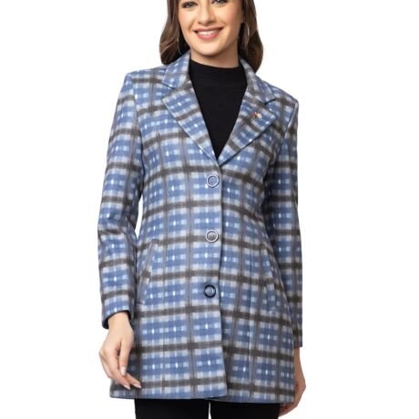 Winter Wear Casual Tweed Full Sleeve Womens Long Blazer's (4172 Blue)