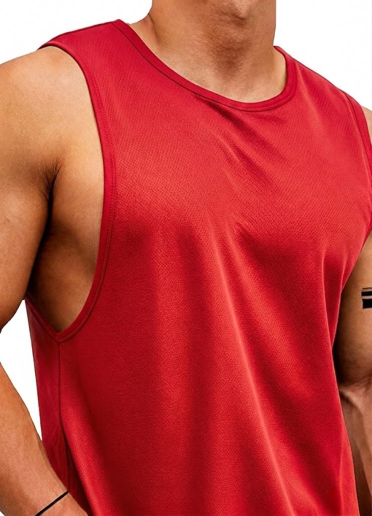 Vest for Men || Gym Sports Tshirt || Summer wear Regular T-Shirt for Men (in, Alpha, red) - Image 3