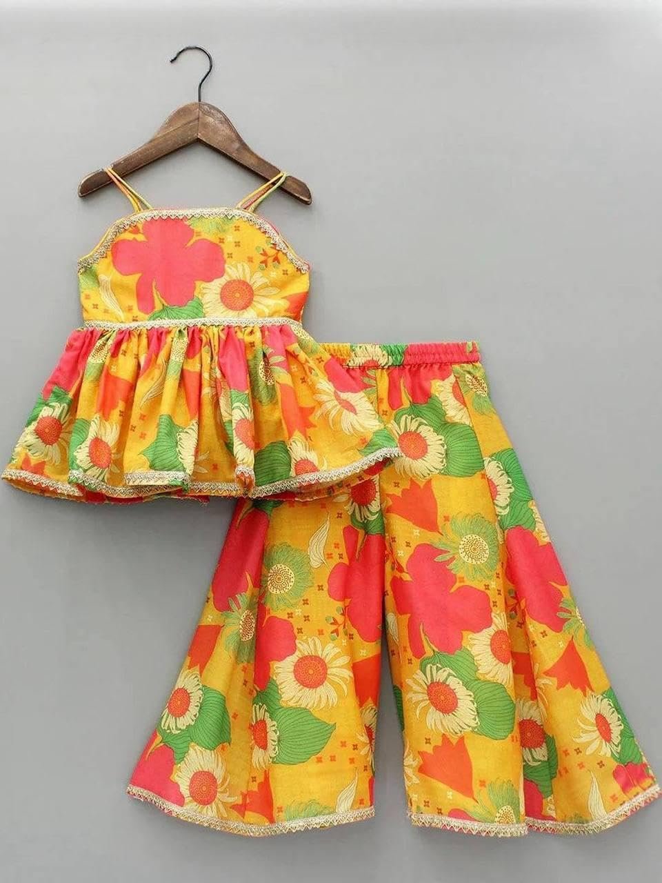 Jetiva Clothing Girls Heavy Rayon with digital Print Digital Print Kids Top&Bottom with Net dupatta set for girls (multi, 3-4 years) - Image 5