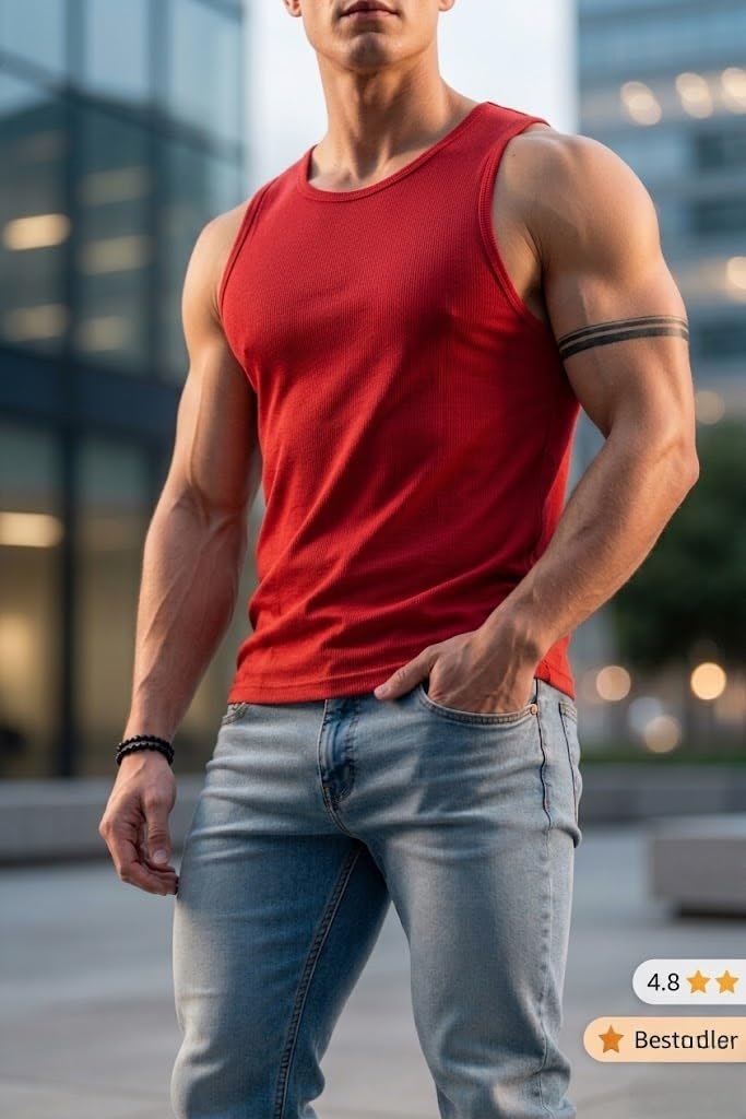 Vest for Men || Gym Sports Tshirt || Summer wear Regular T-Shirt for Men (in, Alpha, red) - Image 5