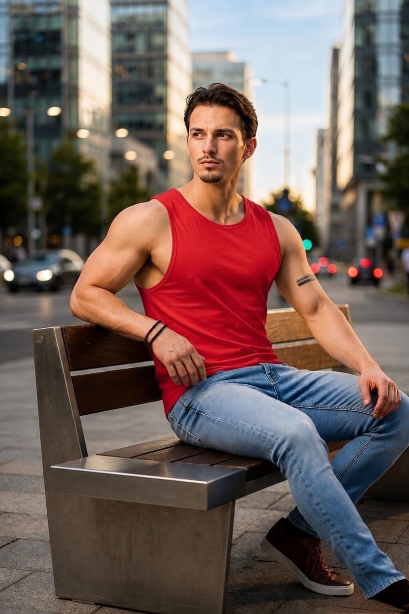 Vest for Men || Gym Sports Tshirt || Summer wear Regular T-Shirt for Men (in, Alpha, red) - Image 4