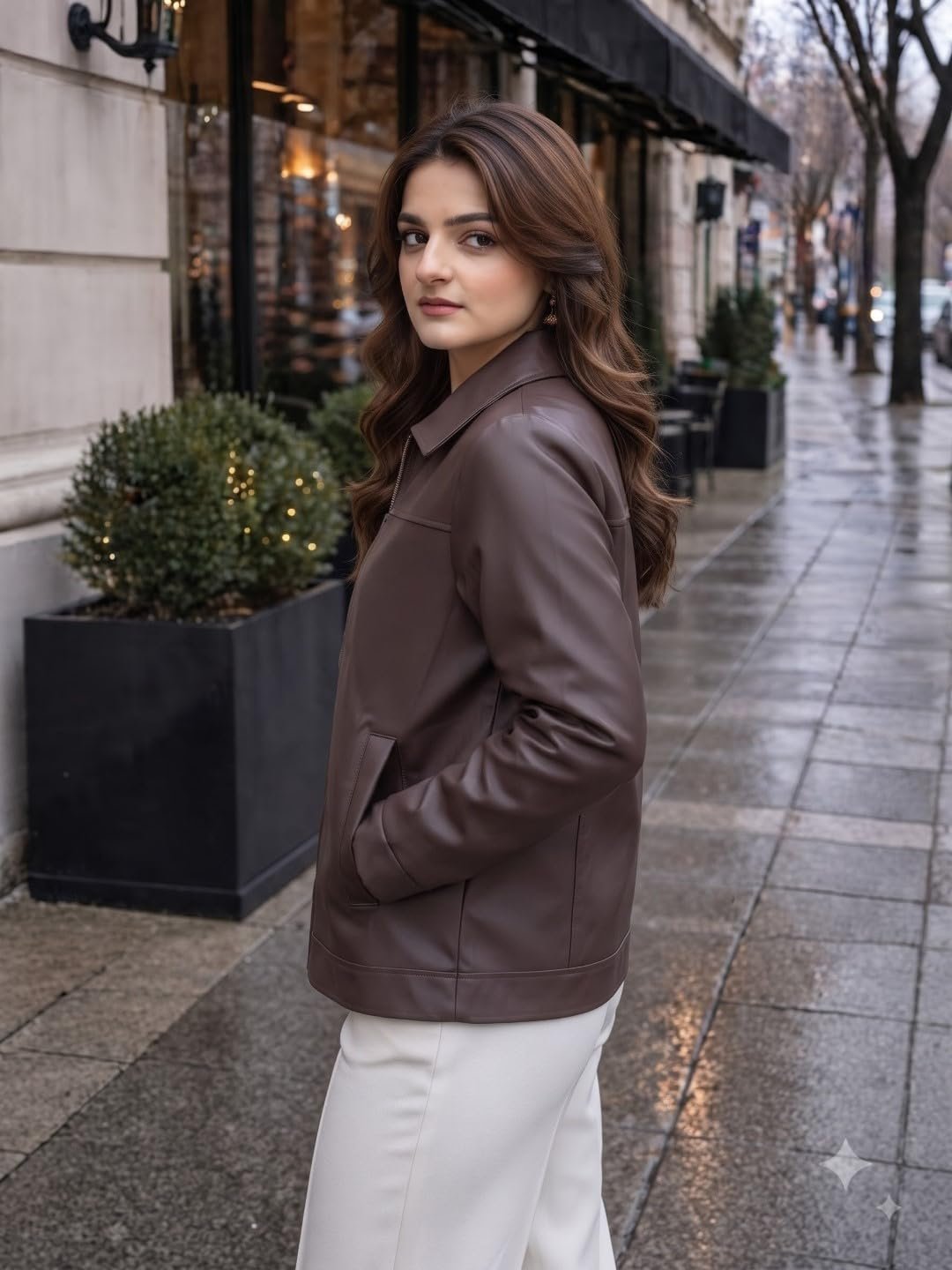 Women's Long Brown Trench Jacket – Waterproof Double-Breasted Overcoat - Image 3