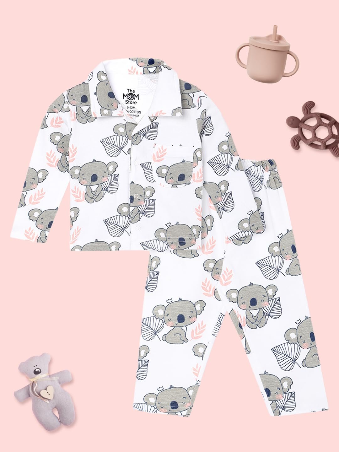 Kids Cotton Night Suit for Boys and Girls | Soft Breathable Night Dress for Kids Boys and Girls | Printed Nightsuit Pajama Set | All-Season Sleepwear for Daily Use | Baby Koala | 5-6Y - Image 9
