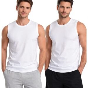 Men's Sleeveless Muscle Tank Top, White, Pack of 2