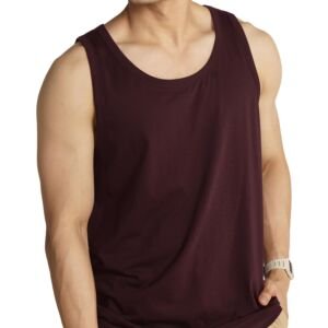 Breeeze Tank Top, Ultra-Lightweight Gym Vests for Men Workout, Anti-Fade Cotton Blend Sando for Man, Relaxed Fit and Airy Sleeveless T Shirts-Sunset Maroon