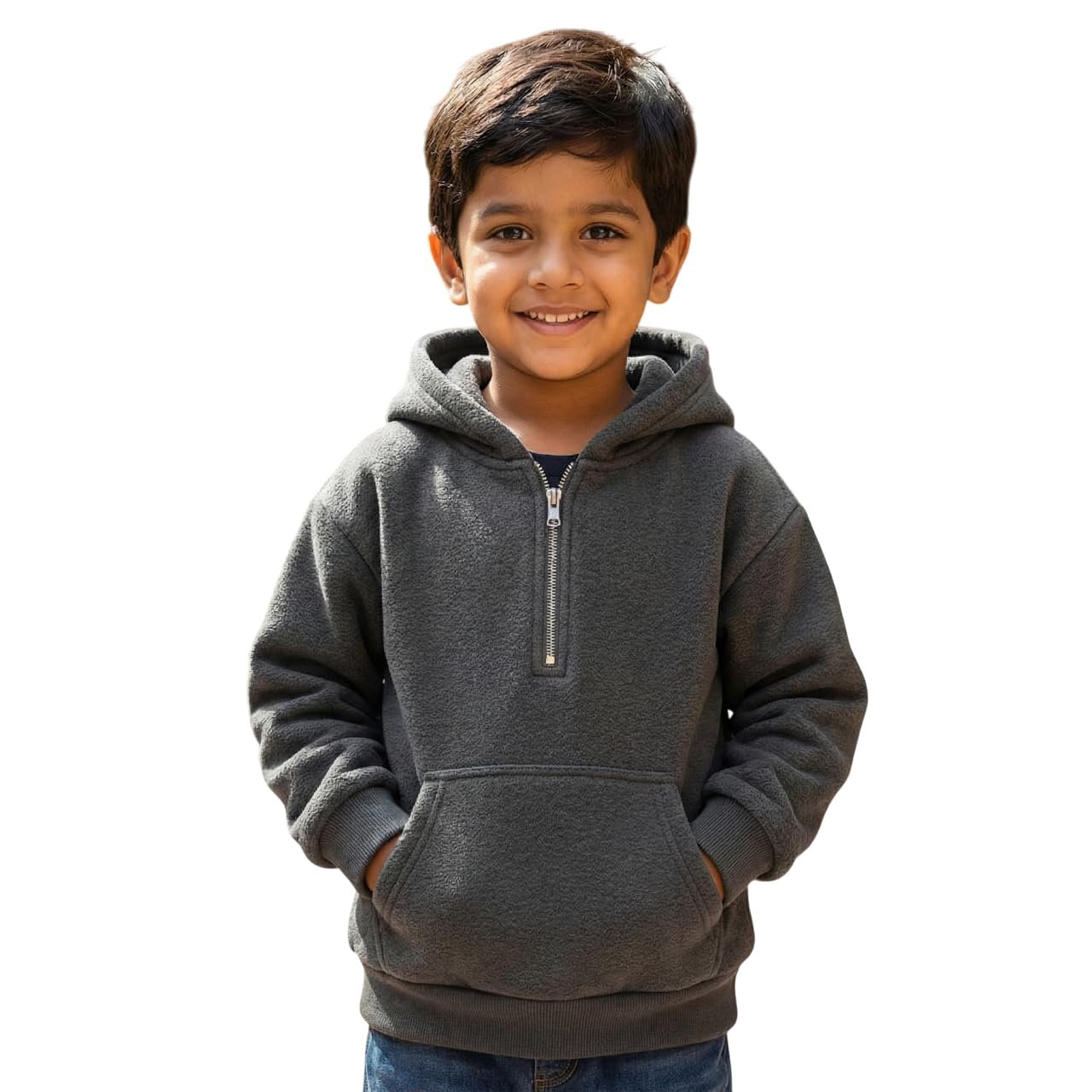 VetaWear CozyKids Cotton Fleece Hooded Sweatshirt, Unisex Regular Fit, Kangaroo Pocket, Premium Cotton Knit, for Ages 2-7 Years (in, Age, 4 Years, 5 Years, Regular, Grey)