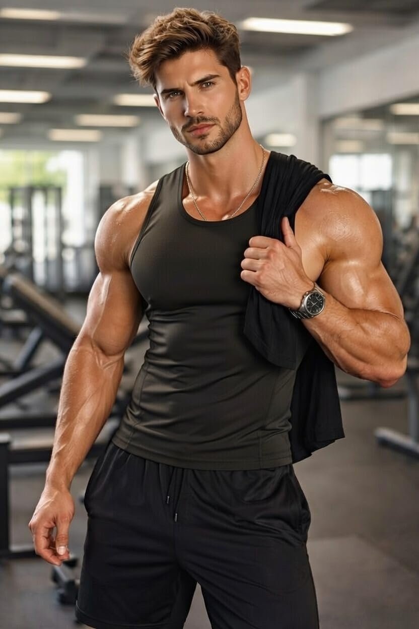 Men's Gym Stringer Tank Top for Bodybuilding | Workout Vest for Muscle Training, Sleeveles (in, Alpha, Black) - Image 2