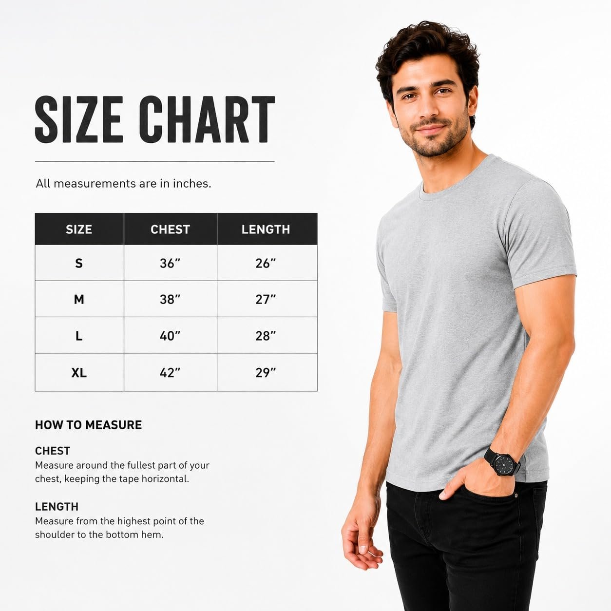 Cotton Blend T-Shirt for Mans, Classy Look Regular Fit Half Sleeve, Solid Plain Men T-Shirt, Light Grey (in, Alpha, Regular, 1) - Image 6