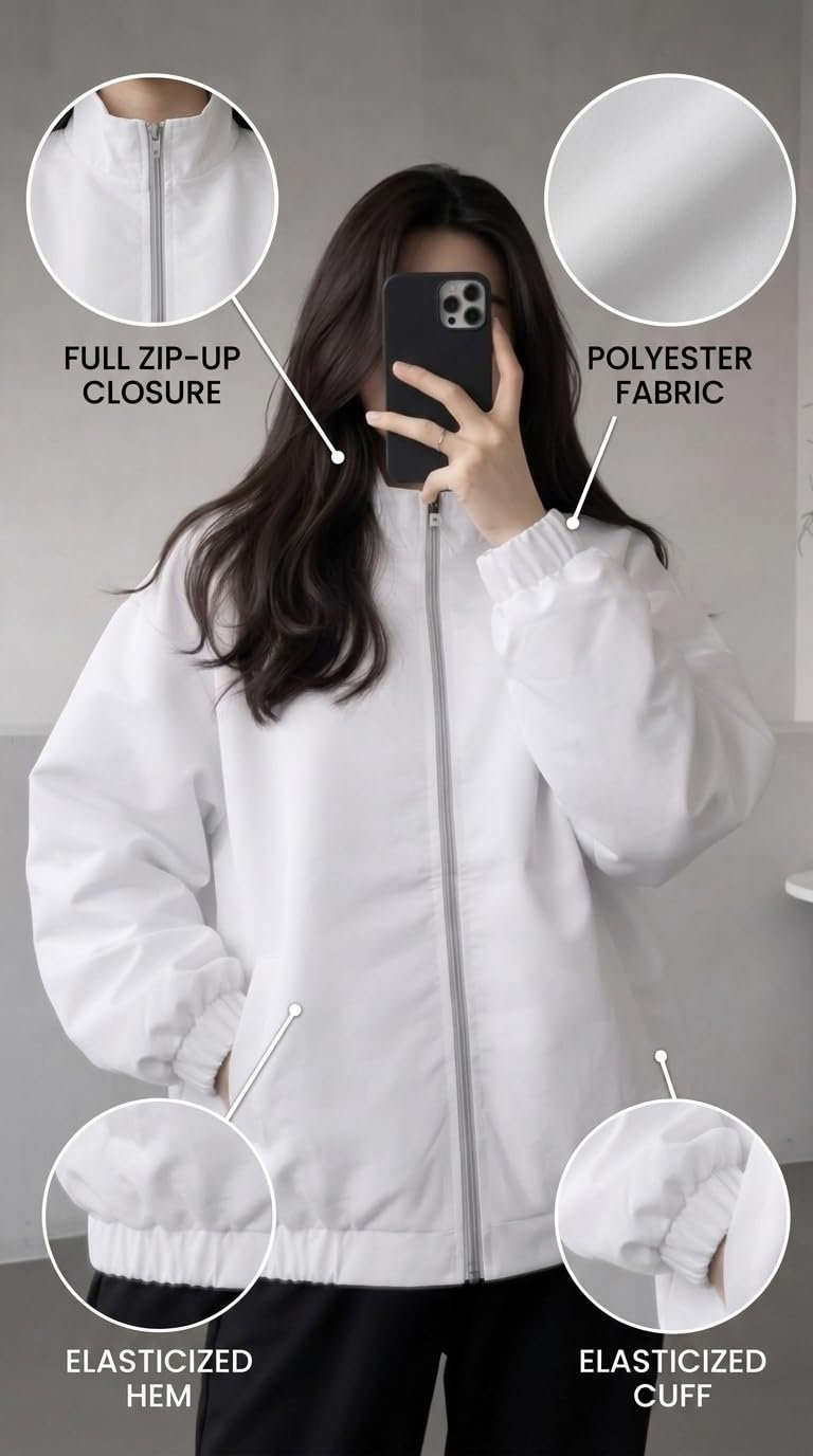 Women's White Thermal Jacket Warm Winter Coat Quilted Zip Up Outerwear - Image 6
