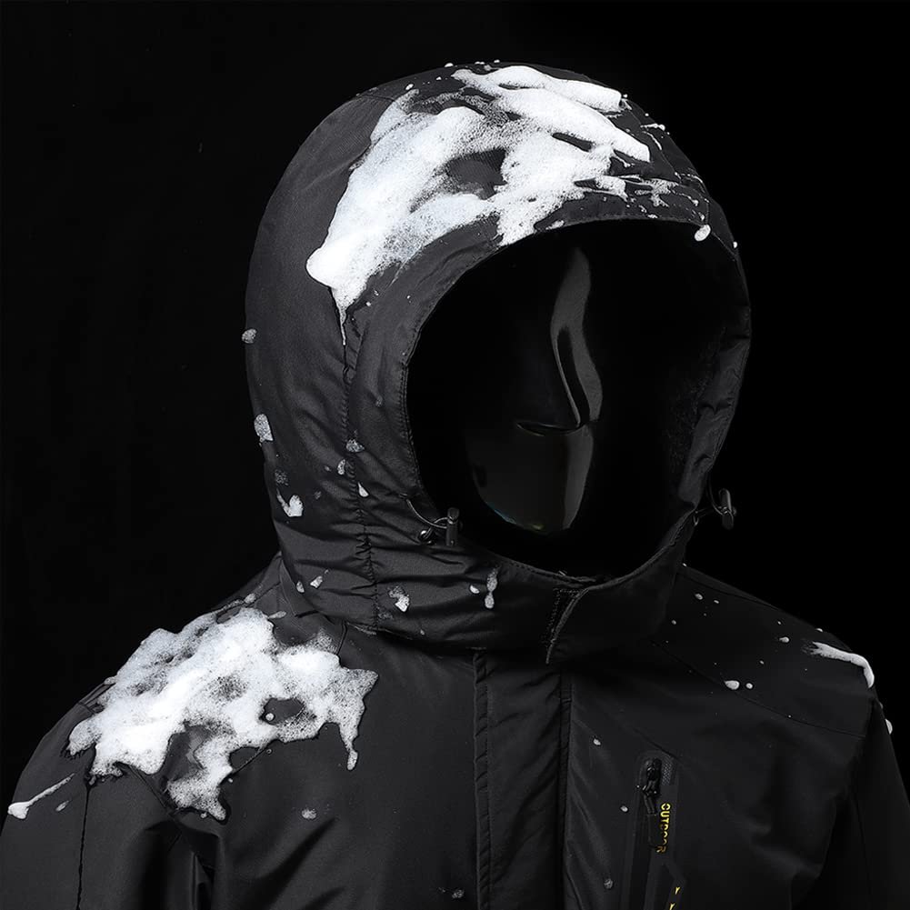 Men's Mountain Waterproof Ski Jacket Winter Windbreaker Warm Hooded Snowboarding Raincoat Jackets, Black, Medium - Image 4