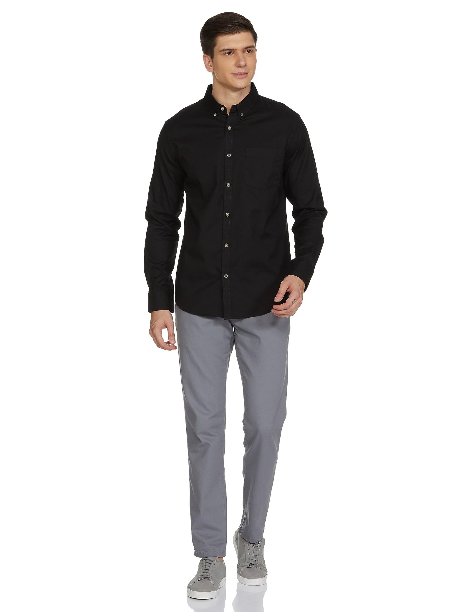 Men's Stylish Solid All Day Fresh Buttondown Casual Shirt - Regular Fit|Plain|Full Sleeve|Cotton Semi Formal Wear (Available in Plus Size & Combo Pack, Black) - Image 6