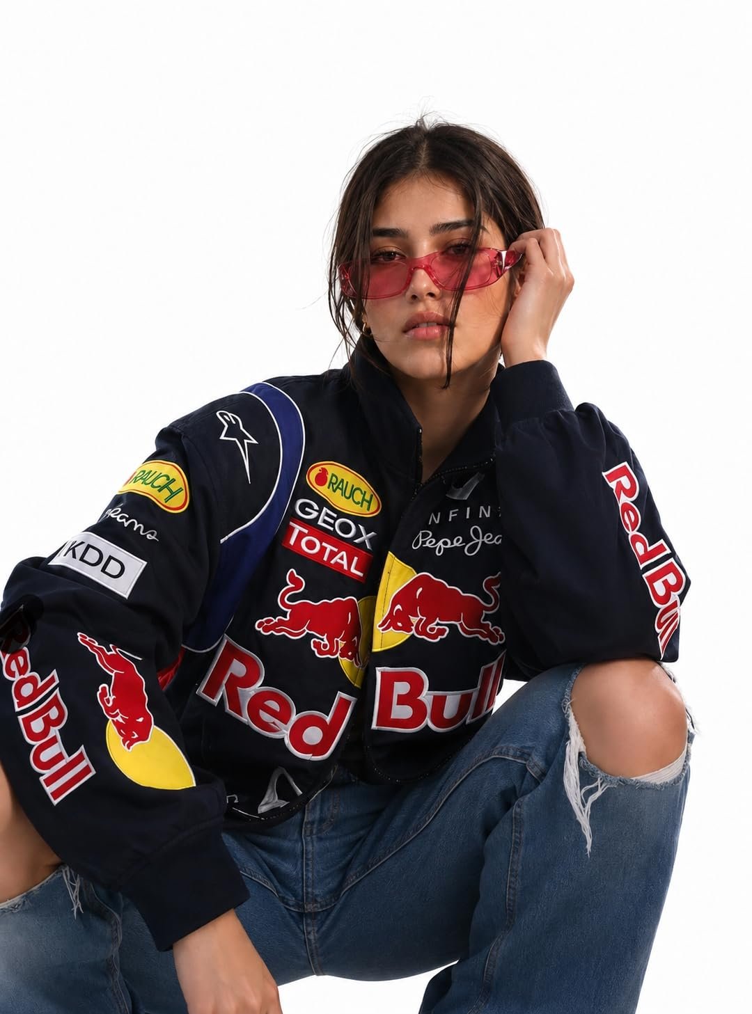 Racing Bomber Jacket for Men & Women | Motorsport Graphic Print Winter Puffer Jacket | Vintage Biker Streetwear Zip-Up Outerwear | Casual Urban Fashion Coat for Travel (IN, Alpha, Regular) - Image 2