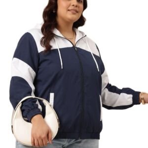 Women’s Casual Two Tone Zip Up Windbreaker Jacket