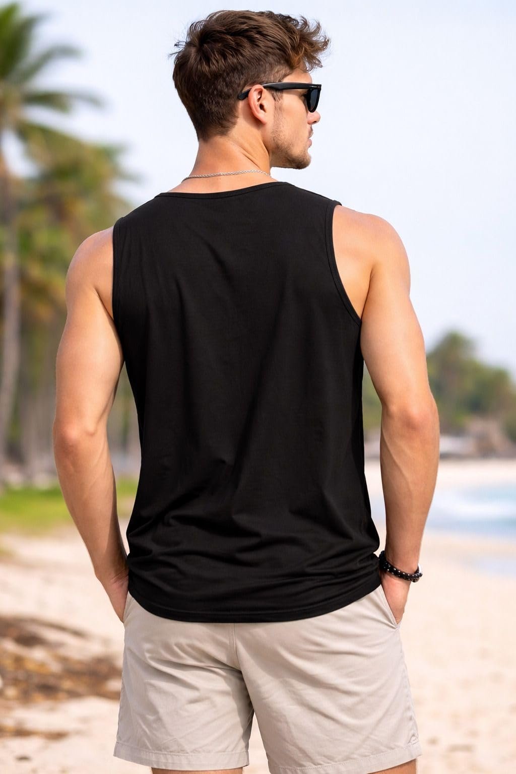 Men Sleeveless Tank Top Athletic Gym Vest Round Neck Inner Fit Cotton Blend Workout Under Wear for Training Fitness Sports Casual Use - Image 3