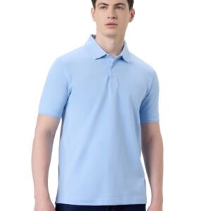 Men's Cotton Stretch Solid Polo T-Shirt (Regular Fit | Pique Knit) (Sky Blue)
