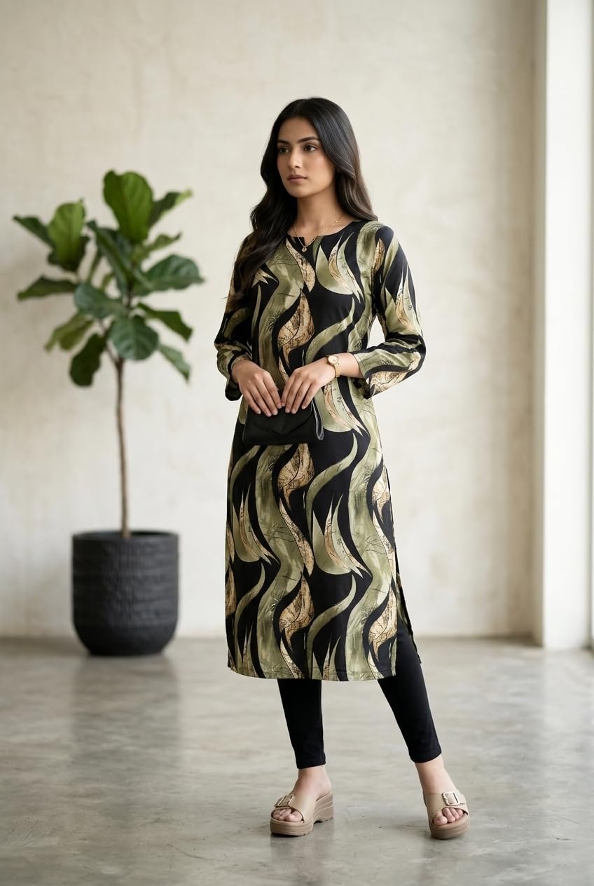 Women's Printed Long Kurti Combo Set of 2, Cotton Kurti Multicolour - Image 2