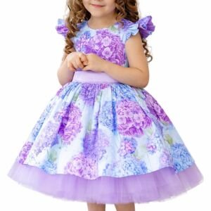 ZillyMilly Girls Floral Printed Party Frock | Sleeveless Net Frill Knee Length Kids Dress | Birthday & Festive Dress 2-8 Years Kids Girl (in, Age, 4 Years, 5 Years, Regular, Lavender)